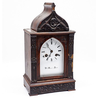 Henry Marc Paris Gothic Revival Mantel Clock 19th Century