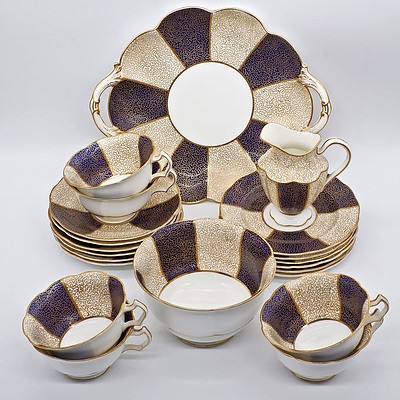 Victorian Crescent China Fine Porcelain and Gilt Tea Service