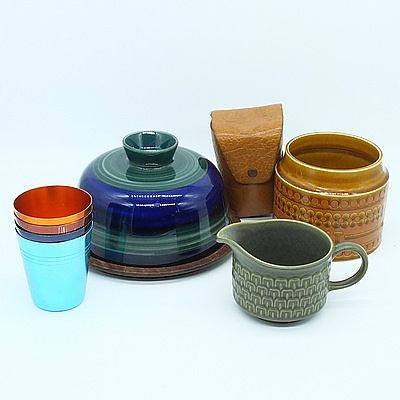 Group of Retro Ceramics Including Wedgwood, Anodized Travel Cups and More