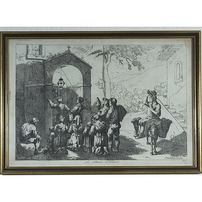 Two Framed Antique Engravings Including Costami di Casalbordino and Le Litanie a Tivoli