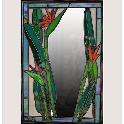 Jeffrey Hamilton, Strelitzia, Stained Glass Mirror