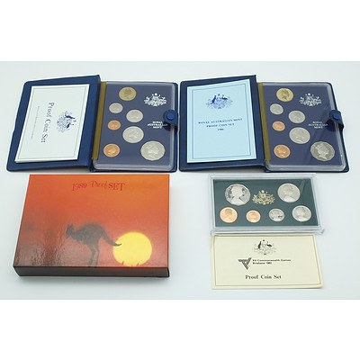 1982, 1985, 1987, 1989 Proof Coins Sets
