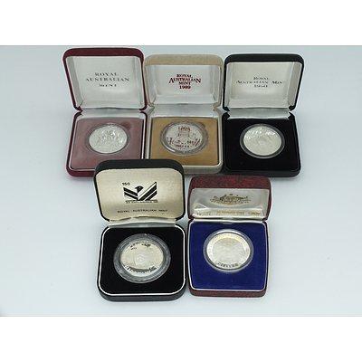 1982, 1986, 1989, 1990, 1992 $10 Silver Proof Coins