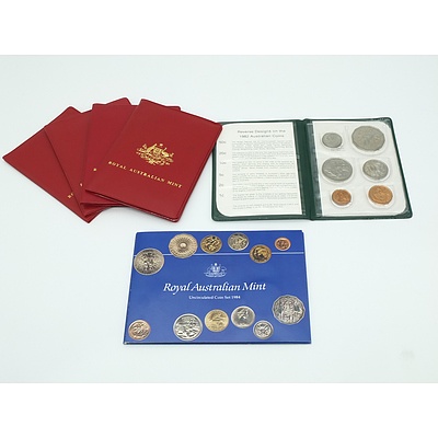 Six RAM Uncirculated Coins Sets, Including 1978, 1980, 1981, 19821983, 1984,