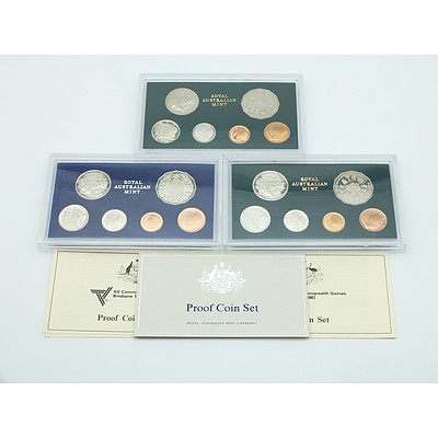 Two 1982 and a 1983 Proof Coin Sets