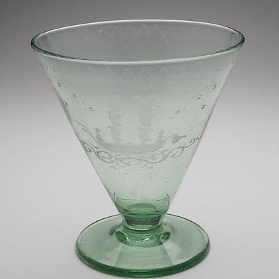 19th Century Engraved Conical Soda Glass