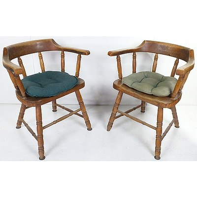 Four Beech Spindle Back Tub Chairs