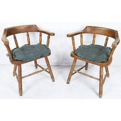 Four Beech Spindle Back Tub Chairs