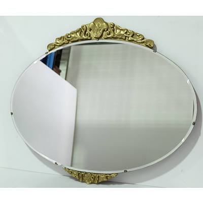 Vintage Oval Bevelled Glass Mirror with Giltwood Floral and Ivy Detailing