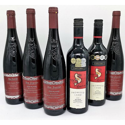 Lot of 6 Pieroth Bor Forras 2009 Kunsag and Taylor's 2002 Shiraz Cabernet  = RRP=$180.00