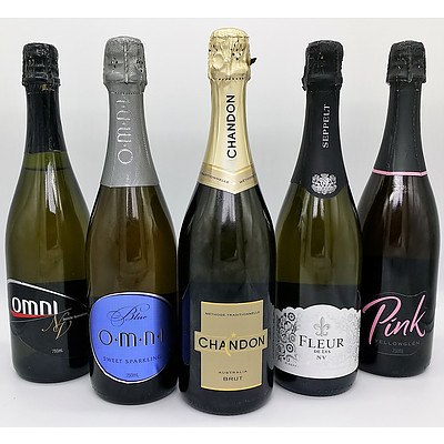 Lot of 5 Mixed Sparkling Wines  = RRP=$100.00