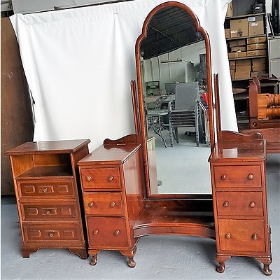 Vintage Maple Dresser with Side Table
