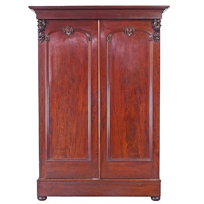 Large and Nicely Fitted Victorian Flame Mahogany Wardrobe Circa 1880