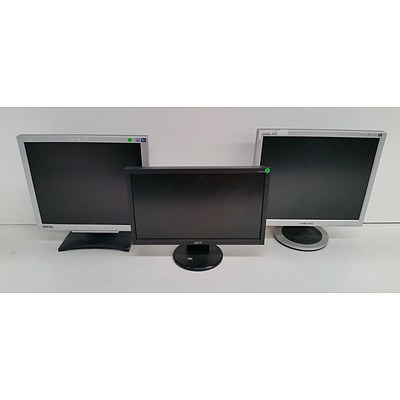 Assorted 15, 17 & 19-Inch LCD Monitors - Lot of Ten