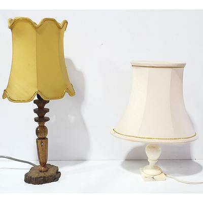 Group of Four Decorative Lamps with Carved and Cast Bases