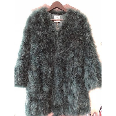 Mode & Affair Emerald Green Ostrich Feather Fur Coat, Value $899