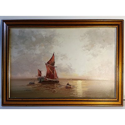 L Alexis Sailing in the Mediterranean - Oil on Canvas