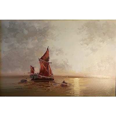 L Alexis Sailing in the Mediterranean - Oil on Canvas
