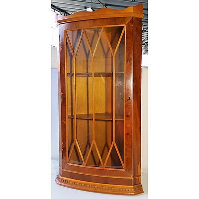 Modern Yew Veneer Corner Cabinet