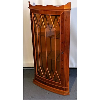 Modern Yew Veneer Corner Cabinet