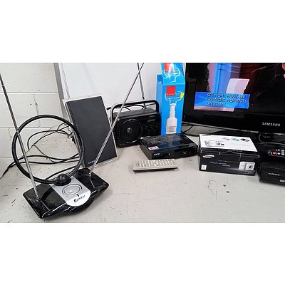Samsung 26in TV, Indoor Antenna, DVD player and other Electronic items