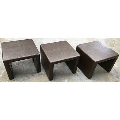 Three Contemporary Faux Leather Stools