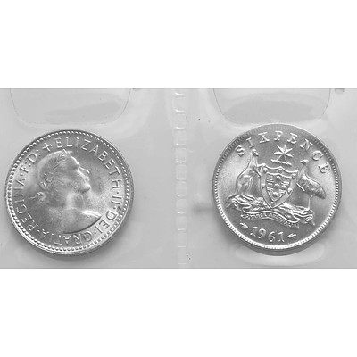 Australian Silver Six Pences 1961