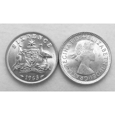 Australian Silver Six Pences 1963