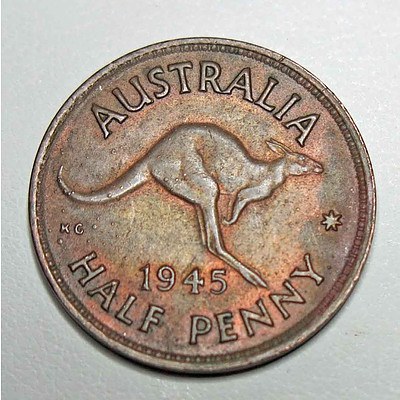Australia George VI Half Penny 1945 Perth Mint