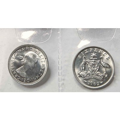 Australian Silver Six Pences 1962