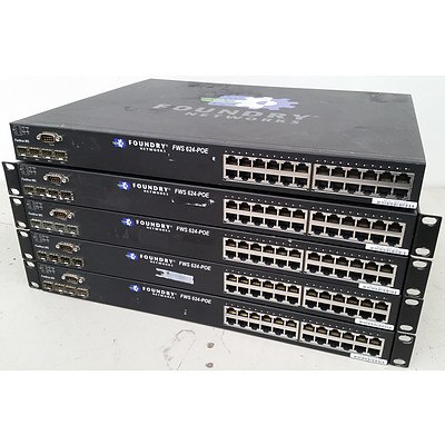 Foundry Networks FWS 624-POE Workgroup Switches - Lot of 5