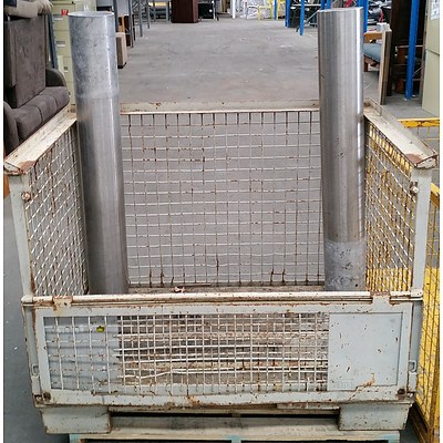Two Steel Bollards and Two Steel Crates