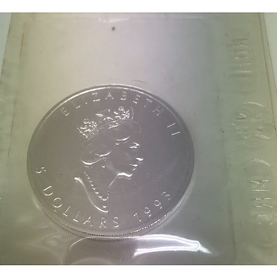 Silver Bullion Coin 1993 Canadian Maple Leaf