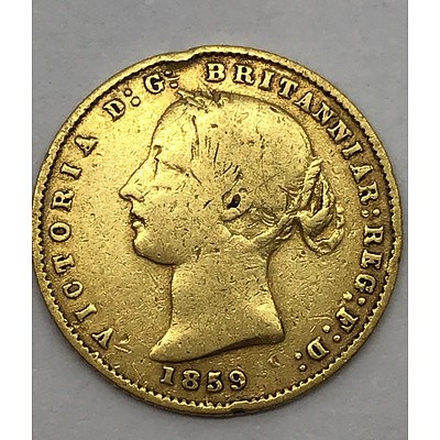 Very Rare 1859 Gold Half Sovereign