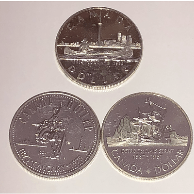 3 Canadian Silver Dollars