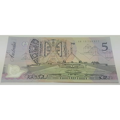 1992 Polymer Five Dollar Note with Rarer Pale Green Signatures