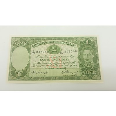 1952 One Pound Commonwealth of Australia One Pound banknote