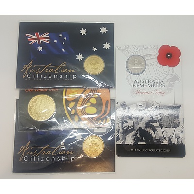 Assorted commemorative coins on Display Cards