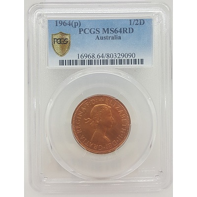 1964 Perth Mint Half Penny Slabbed and Graded by PCGS as MS64