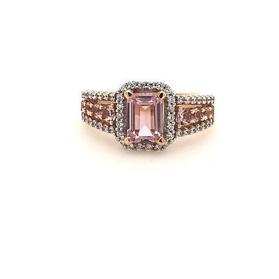 Sterling Silver Rose Gold Plated Morganite and Topaz Ring