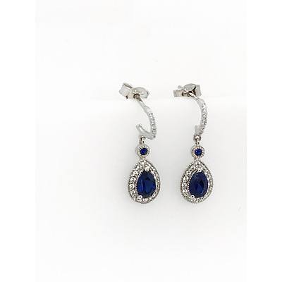 Sterling Silver Sapphire and Topaz Earrings