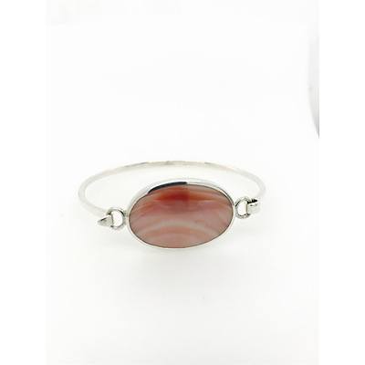 Sterling Silver Pink Mother of Pearl Bangle
