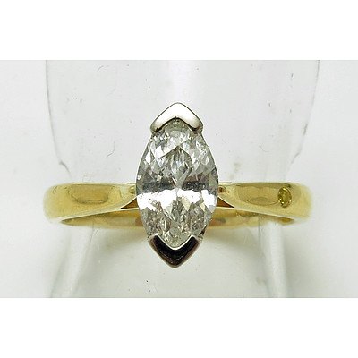 Large Marquise-cut Diamond Ring - 18ct Gold