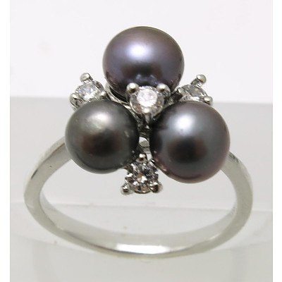 Sterling Silver Black Pearl Ring