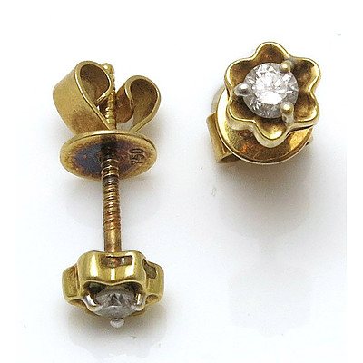 18ct Gold Round Brilliant-cut Diamond Earrings