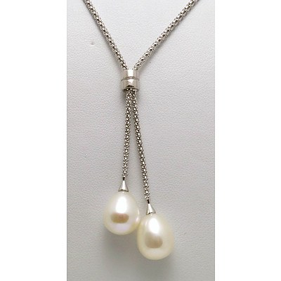 Sterling Silver Double Pearl Necklace