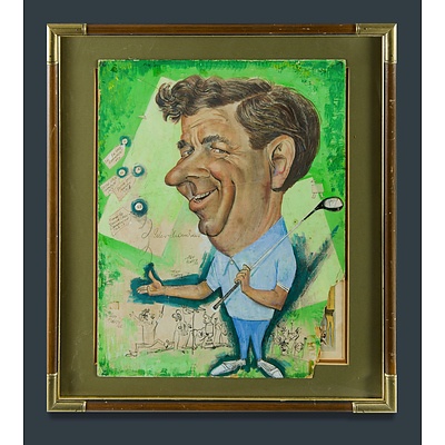 RAFTY, Tony (1915-2015): Golfer, Peter Thompson Caricature Portrait, 1962. Gouache