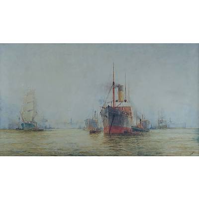 ELLIOTT, Frederick (1864-1949): Sails & Steam, Sydney Harbour. Watercolour