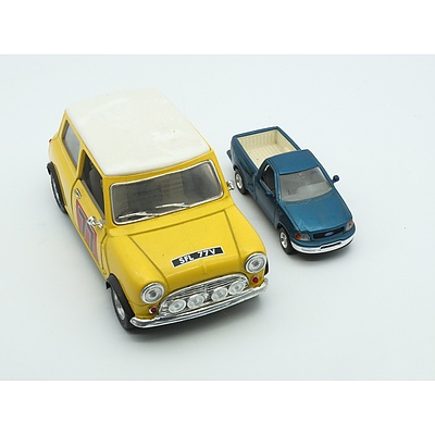 Five Model Cars, Including 1/18 Texaco Ford V8, 1941 Willys, 57 Chevrolet Belair and more 