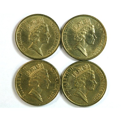 Four 1990 Australian Commemorative $5 Coins - ANZAC 75 years